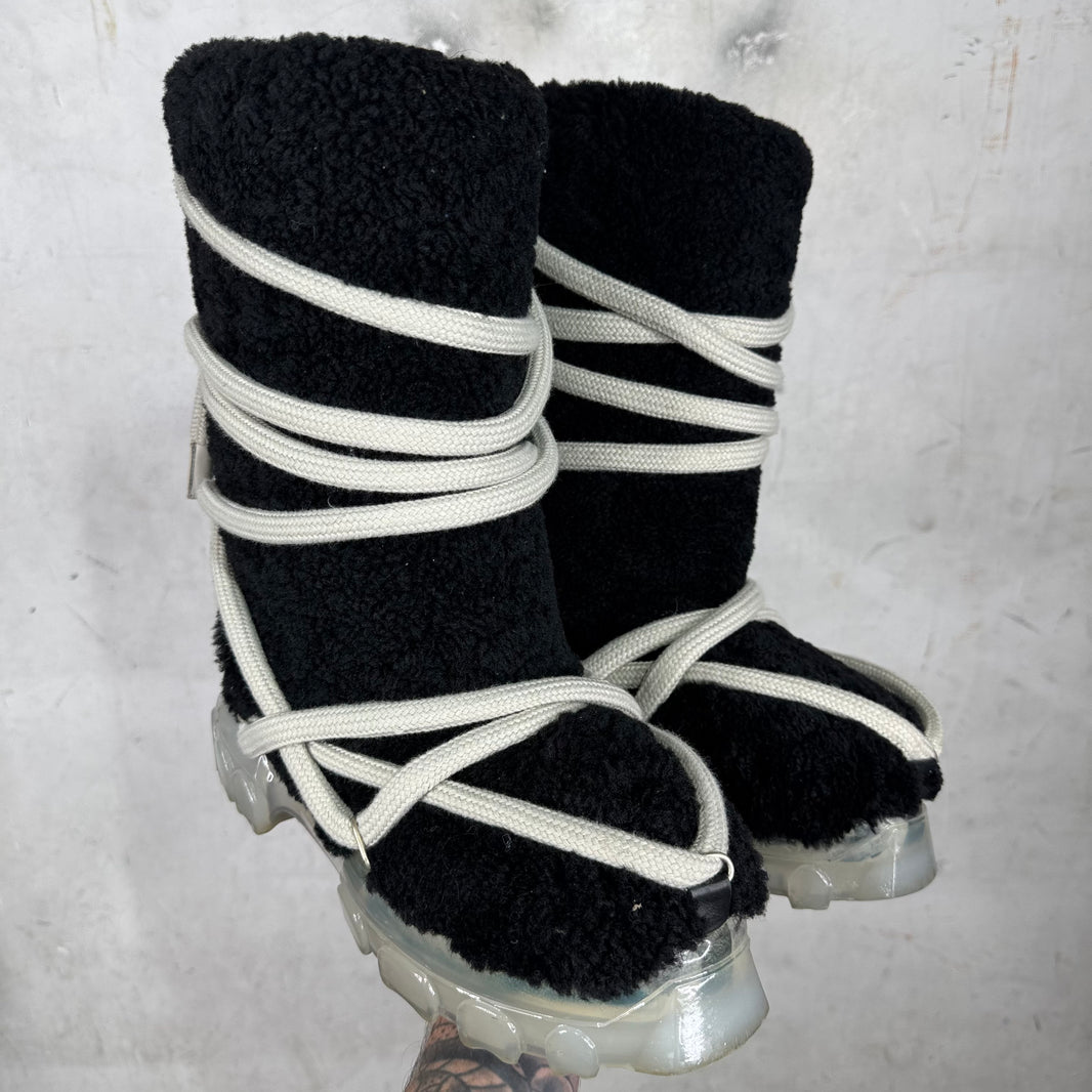 Rick Owens Lunar Megalace Shearling Tractor Boots