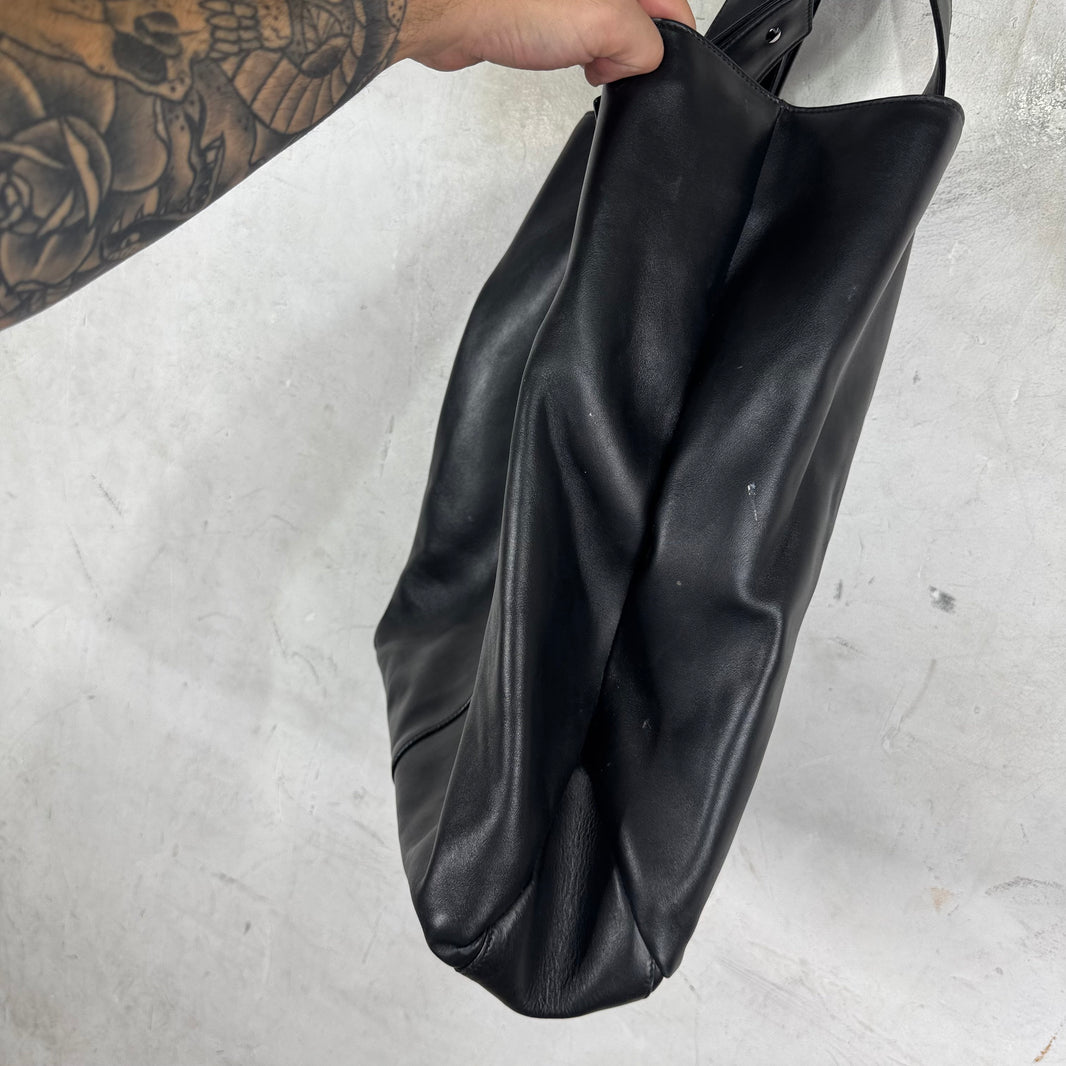Balenciaga Badged Cowhide Leather Tote Bag