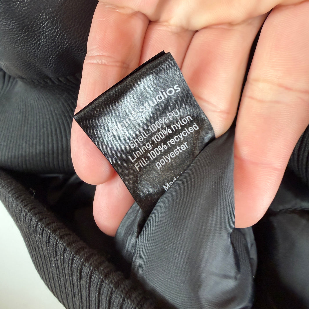 Entire Studios Hooded Faux Leather Bomber Jacket