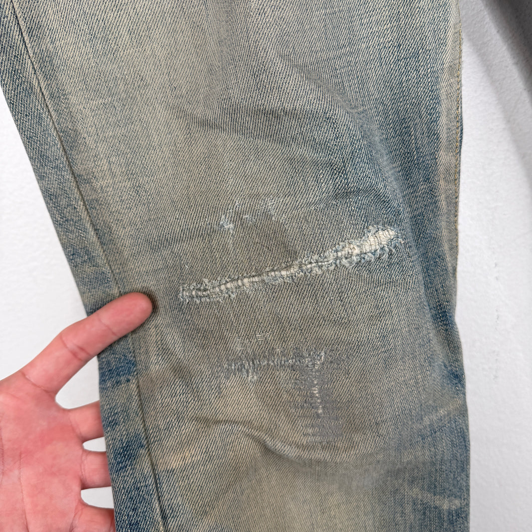 Saint Laurent Light Wash Knee Repair D02 Denim Jeans