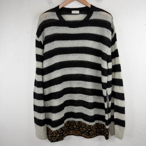 Dries Van Noten Striped/Cheetah Thin Knit Sweater