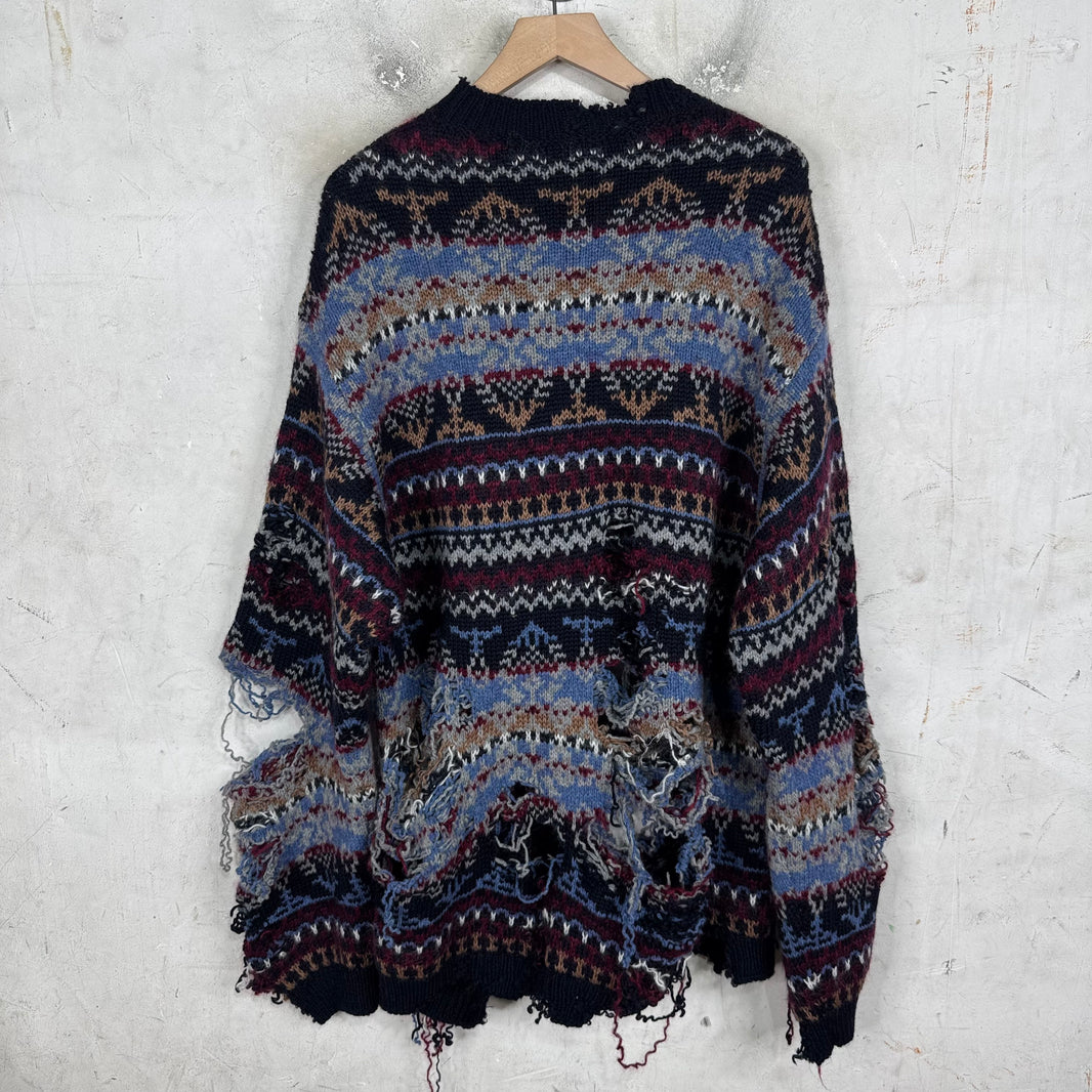 Balenciaga Sample Distressed Patterned Knit Sweater