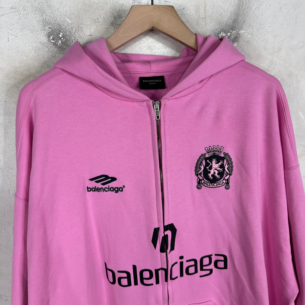 Balenciaga Pink Paris Soccer Zip Hoodie