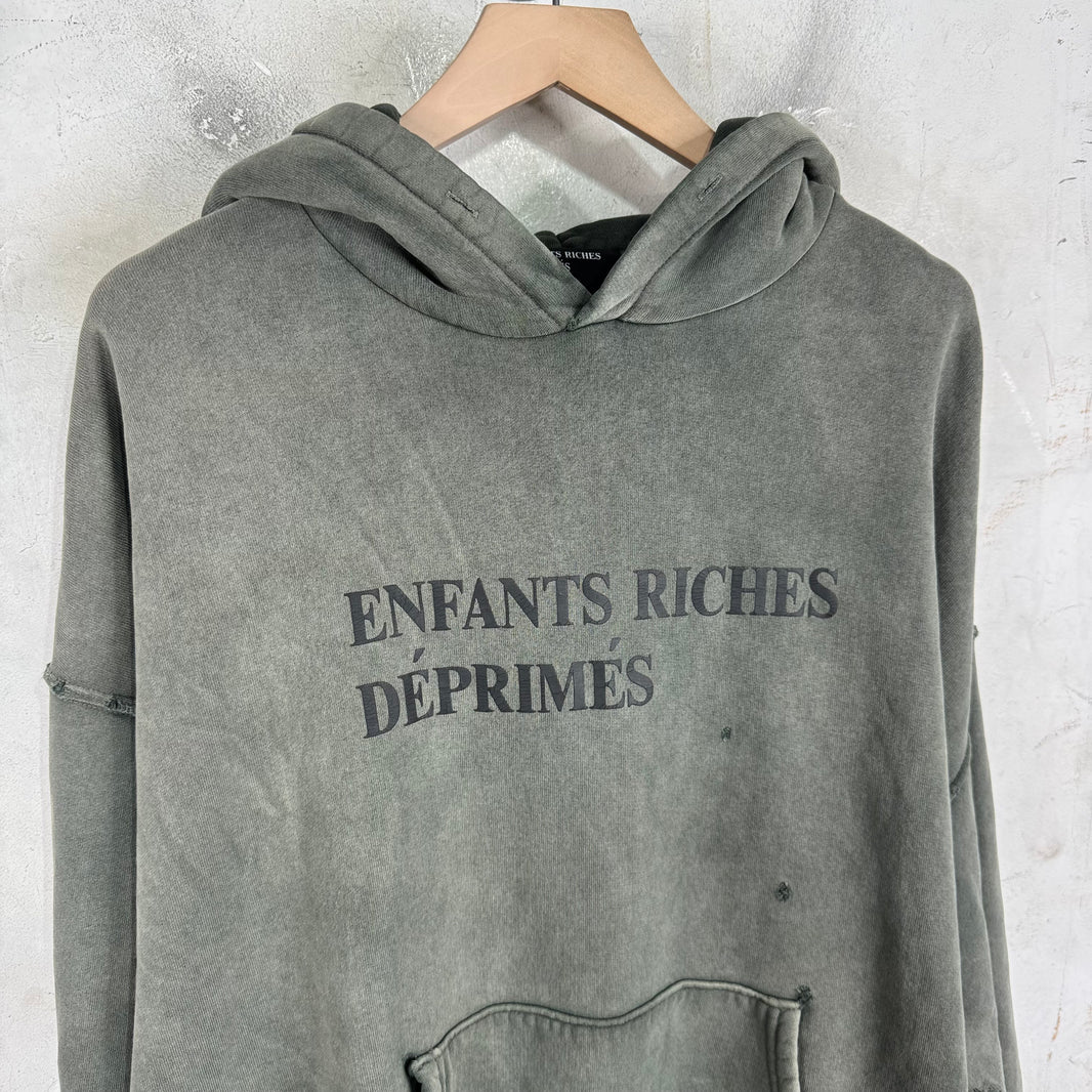 ERD Olive Distressed Logo Hoodie