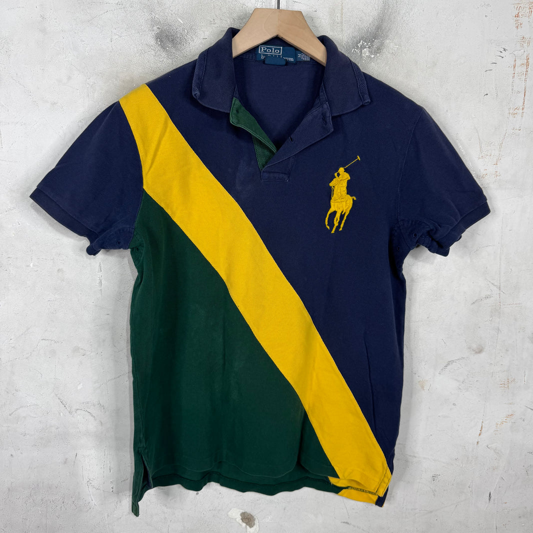 Ralph Lauren Tri Colored Paneled Yellow Big Pony Polo