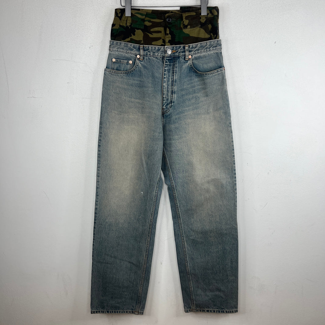 Balenciaga Camo Double Layer Denim Jeans