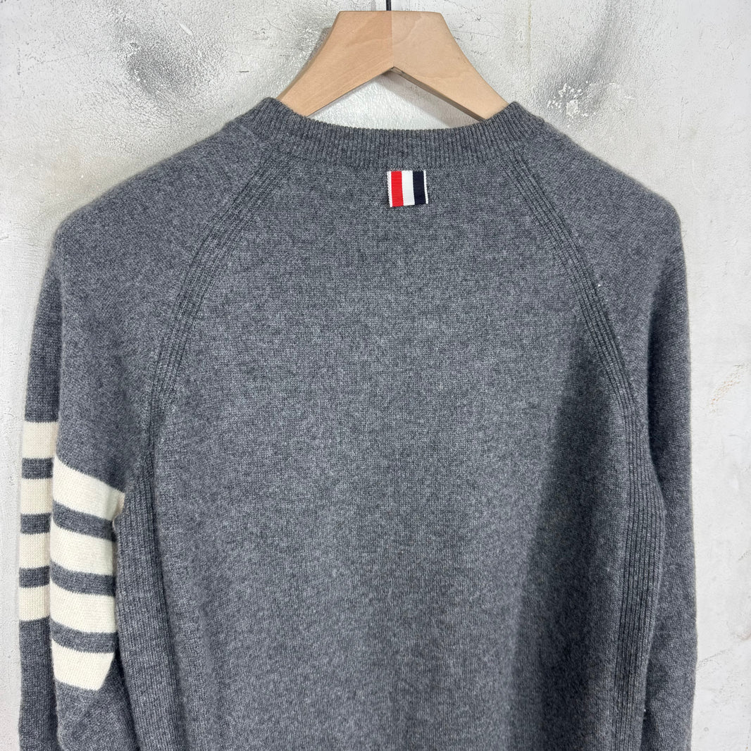 Thom Browne Grey Cashmere Striped Sweater