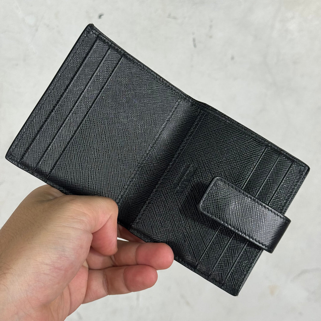 Prada Saffiano Snap Button Bifold Wallet