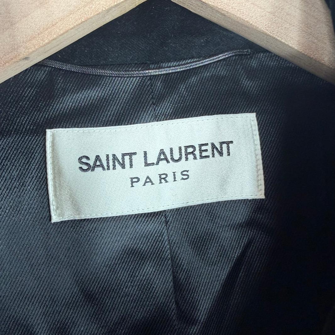 Saint Laurent Velvet Collar Wool Double Breasted Coat