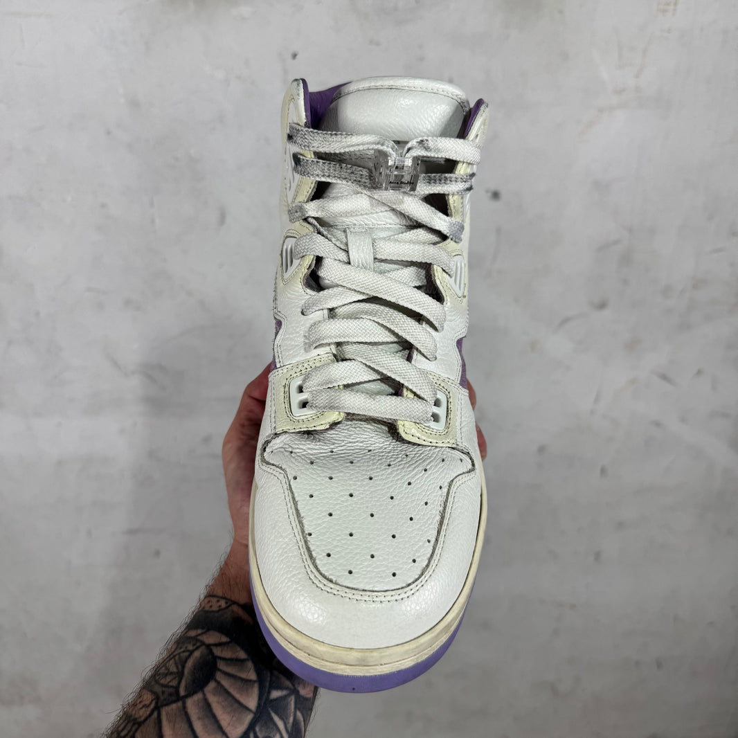 Acne Studios White/ Purple Leather Basketball Sneakers