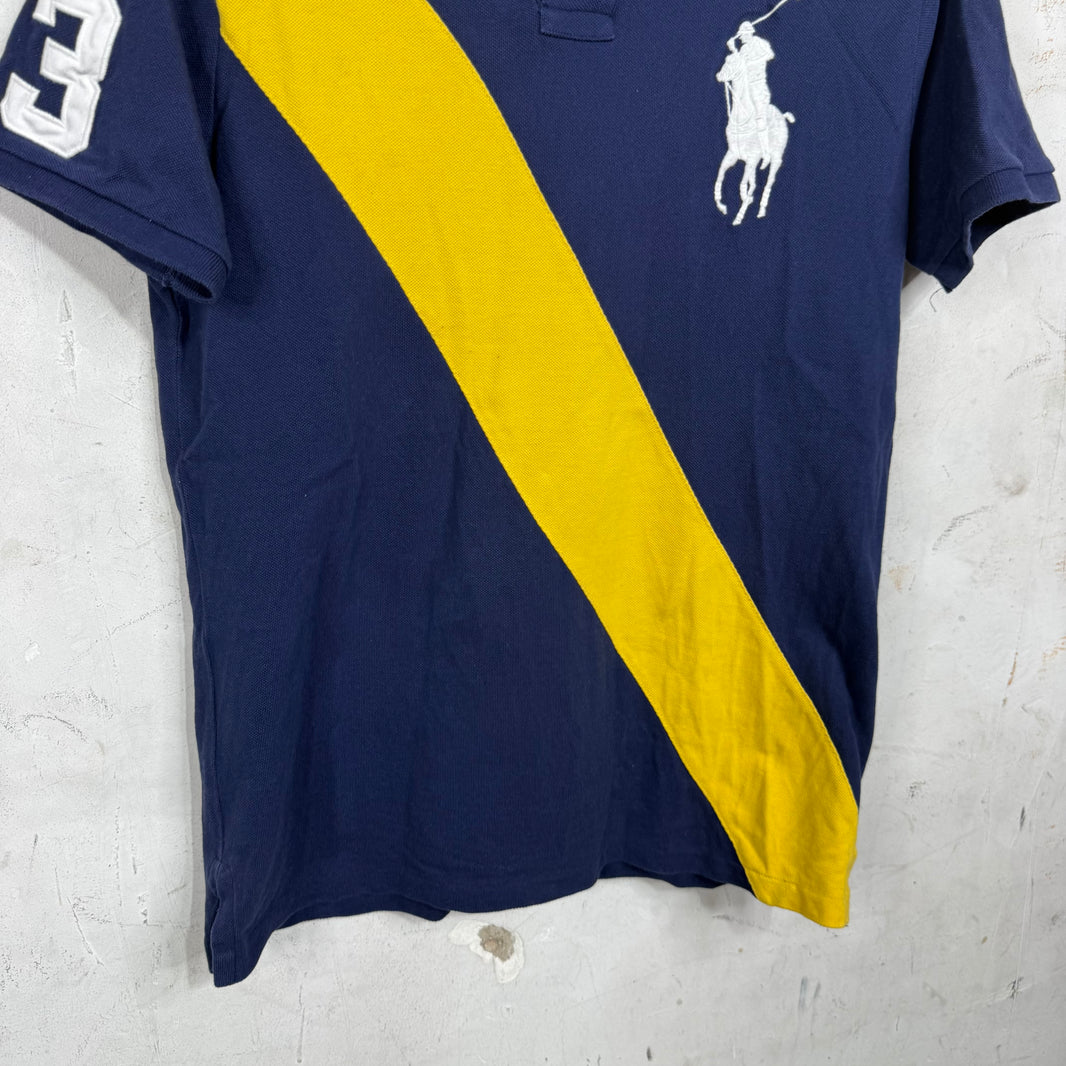 Ralph Lauren Navy Yellow Striped Big Horse Polo