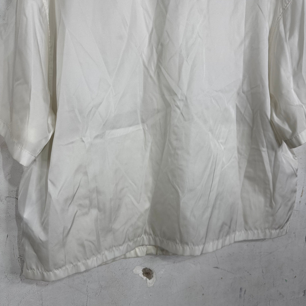 Prada White Renylon Plaqued Snap Shirt