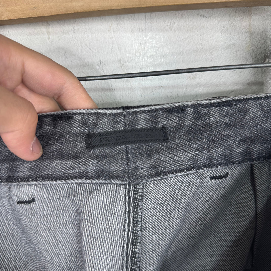 Prada Washed Charcoal Plaqued Carpenter Jeans
