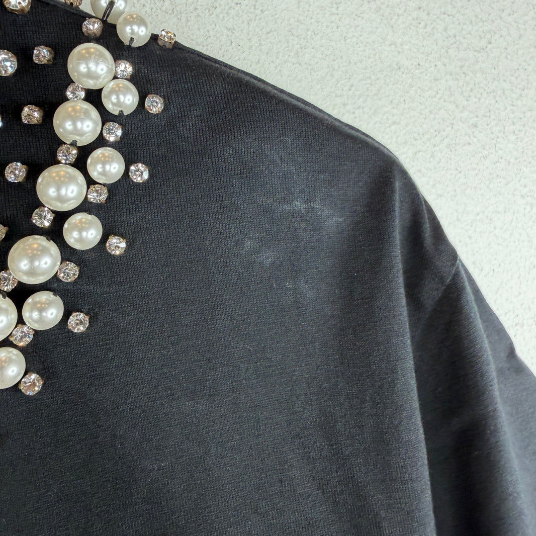 Givenchy Pearl/Crystal Neck Embellishment T-Shirt