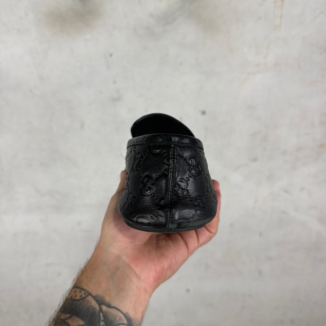Gucci Leather Monogram Ragazzo Mules