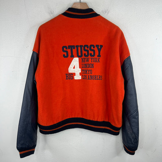 Stussy Big 4 Orange/Navy Varsity Jacket