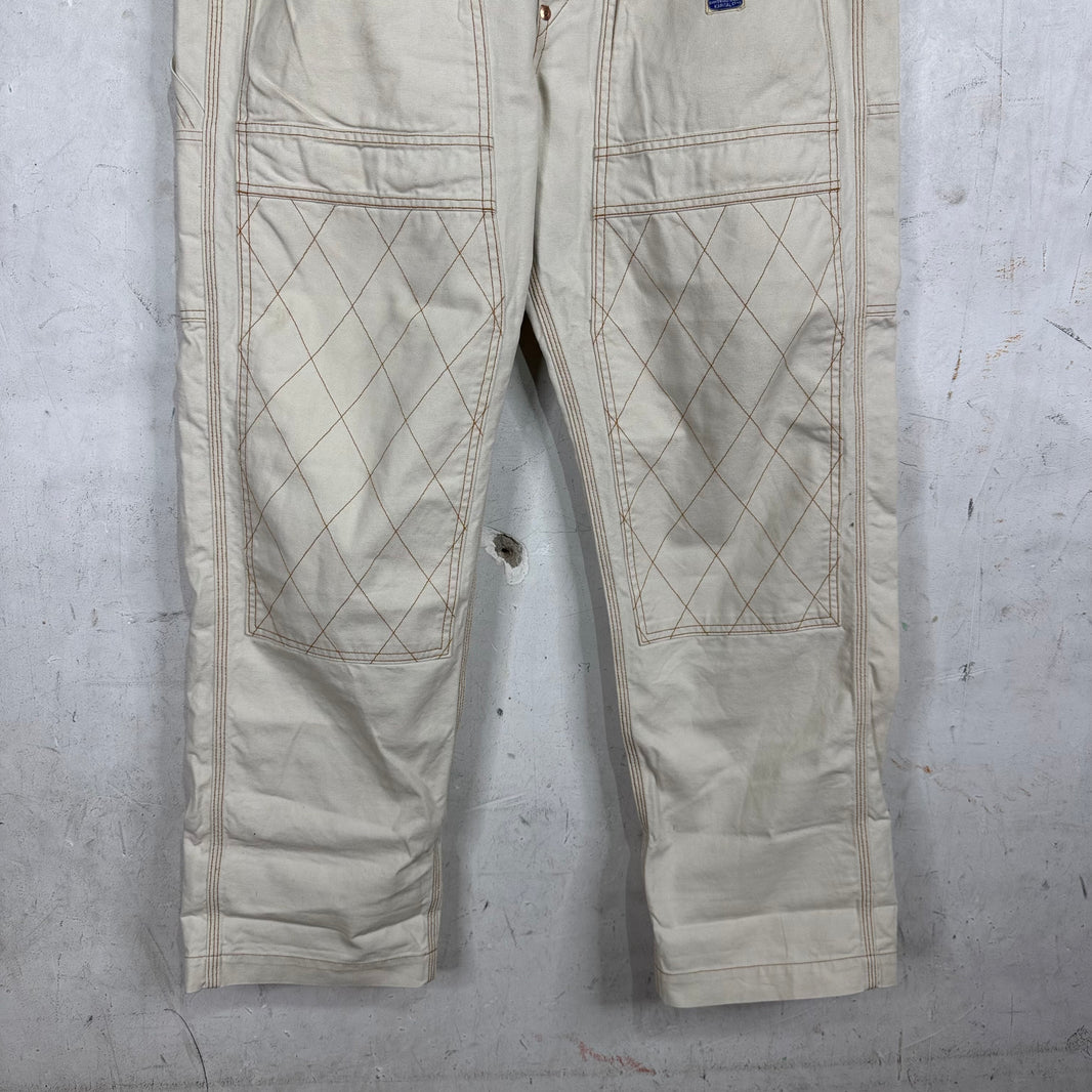 Kapital Beige Contrast Stitched Carpenter Pants