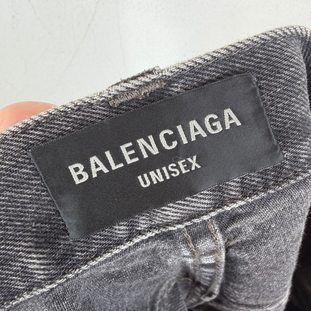 Balenciaga Black Washed Denim Shorts