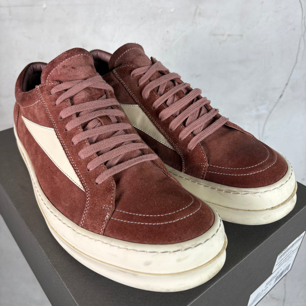 Rick Owens Burgundy Suede Vintage Sneakers