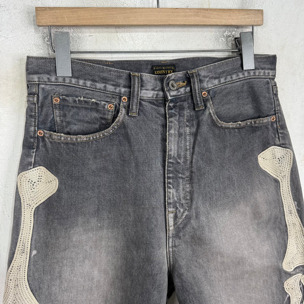 Kapital Grey Denim Bones Shorts