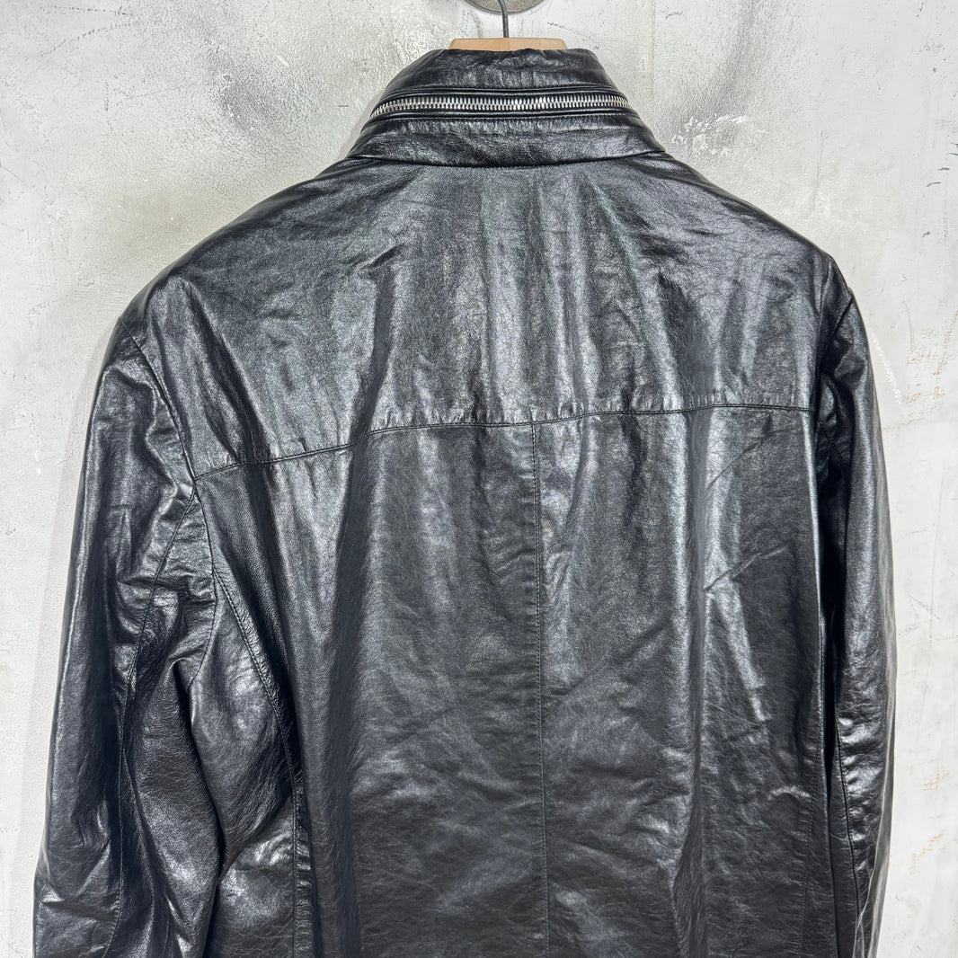 Prada Leather Packable Hooded Jacket