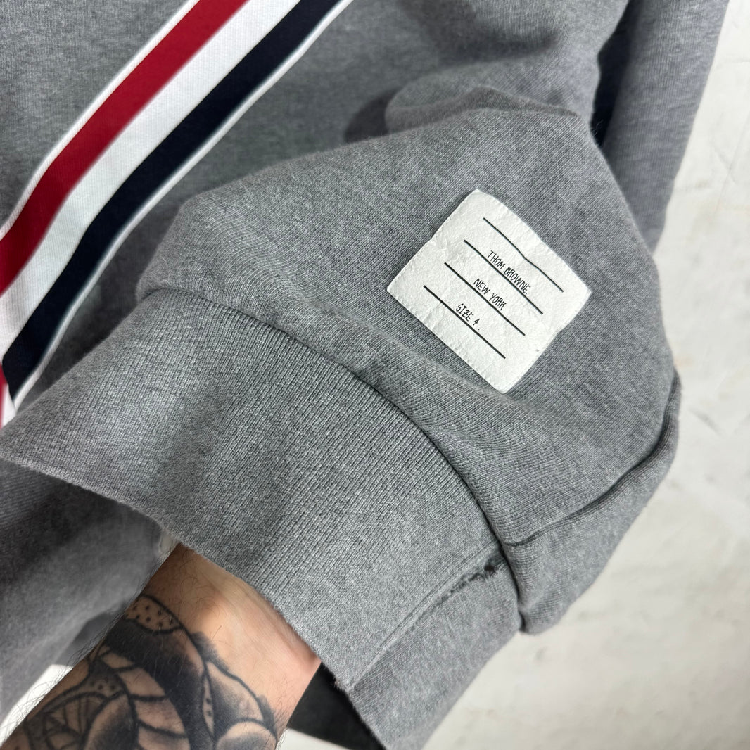 Thom Browne Grey Diagonal Striped Crewneck