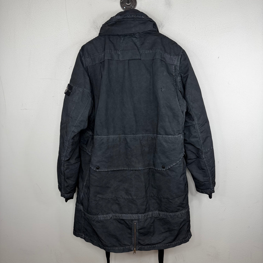 Stone Island Shadow Project Black Washed Double Layered Coat