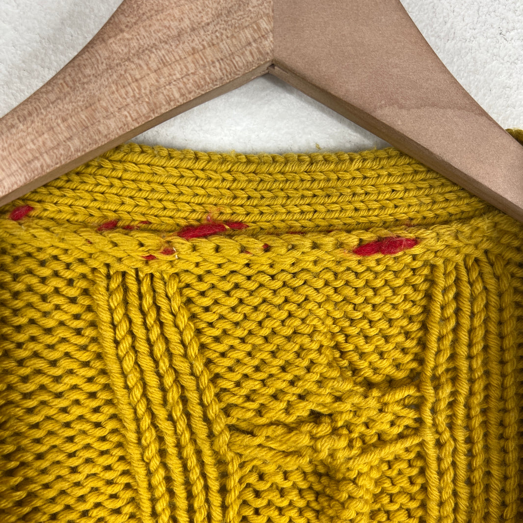 Marni Yellow Cable Knit V Neck Cardigan