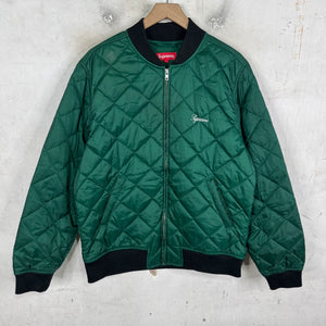 Supreme Green Sequin Patch Quilted Bomber