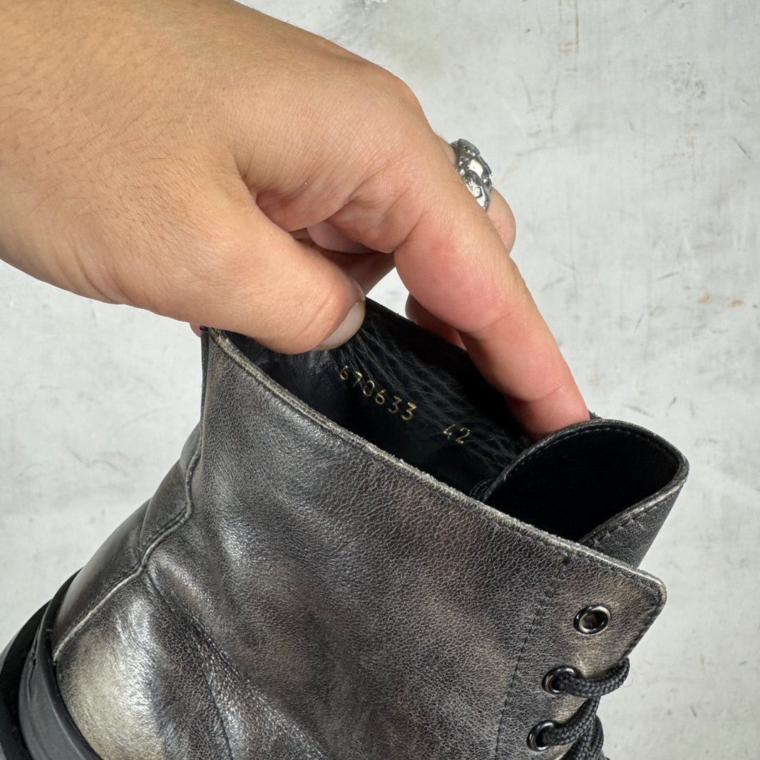 Balenciaga Distressed Leather Strike Boots