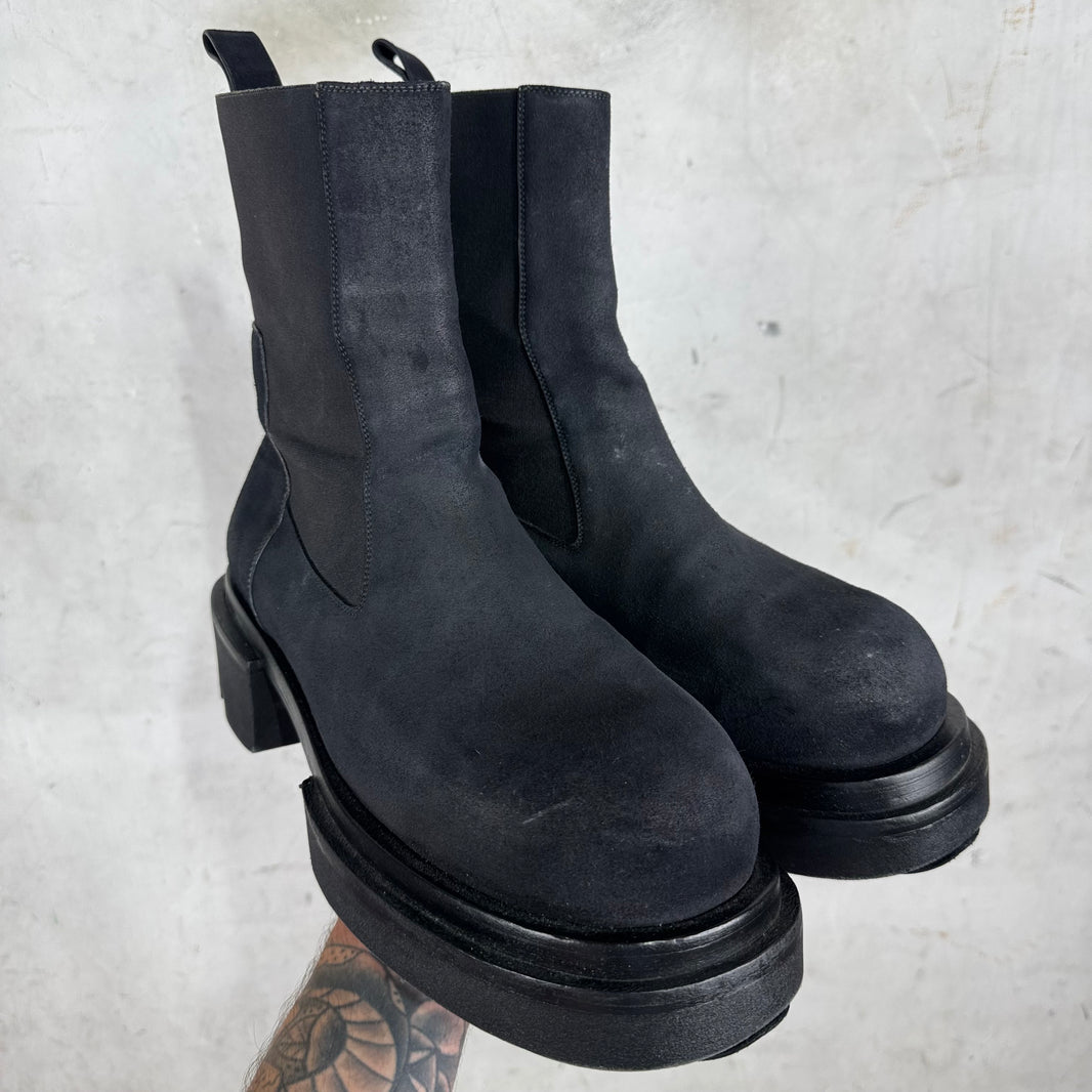 Rick Owens Black Suede Bogun Boots