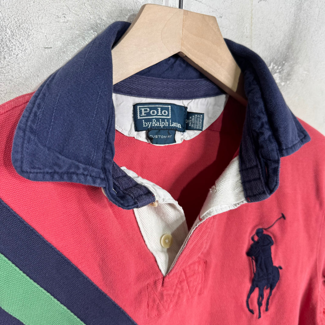 Ralph Lauren Red Diagonal Striped Big Pony Polo