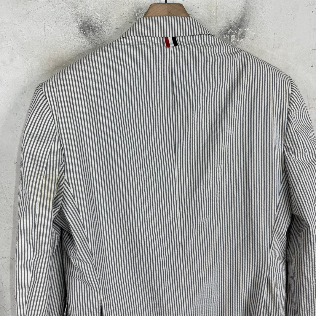 Thom Browne Striped Seersucker 2 Piece Suit