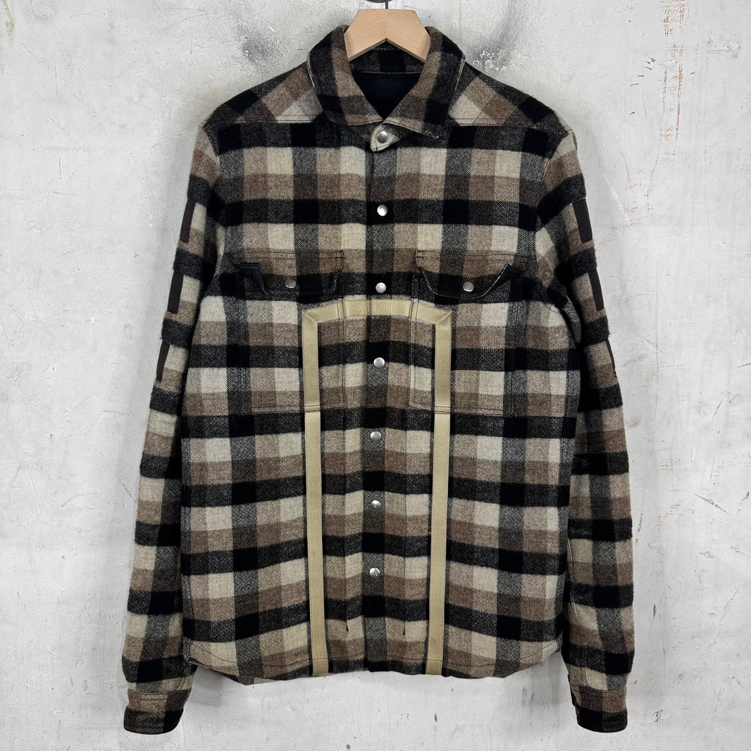 Rick Owens Heavy Wool Backstrap Patched Flannel