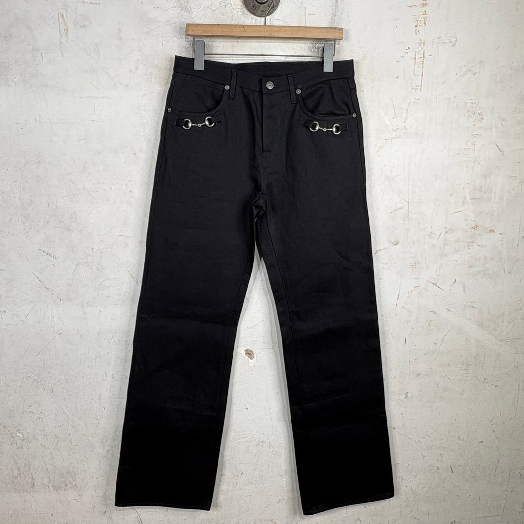 Gucci Black Raw Horsebit Jeans