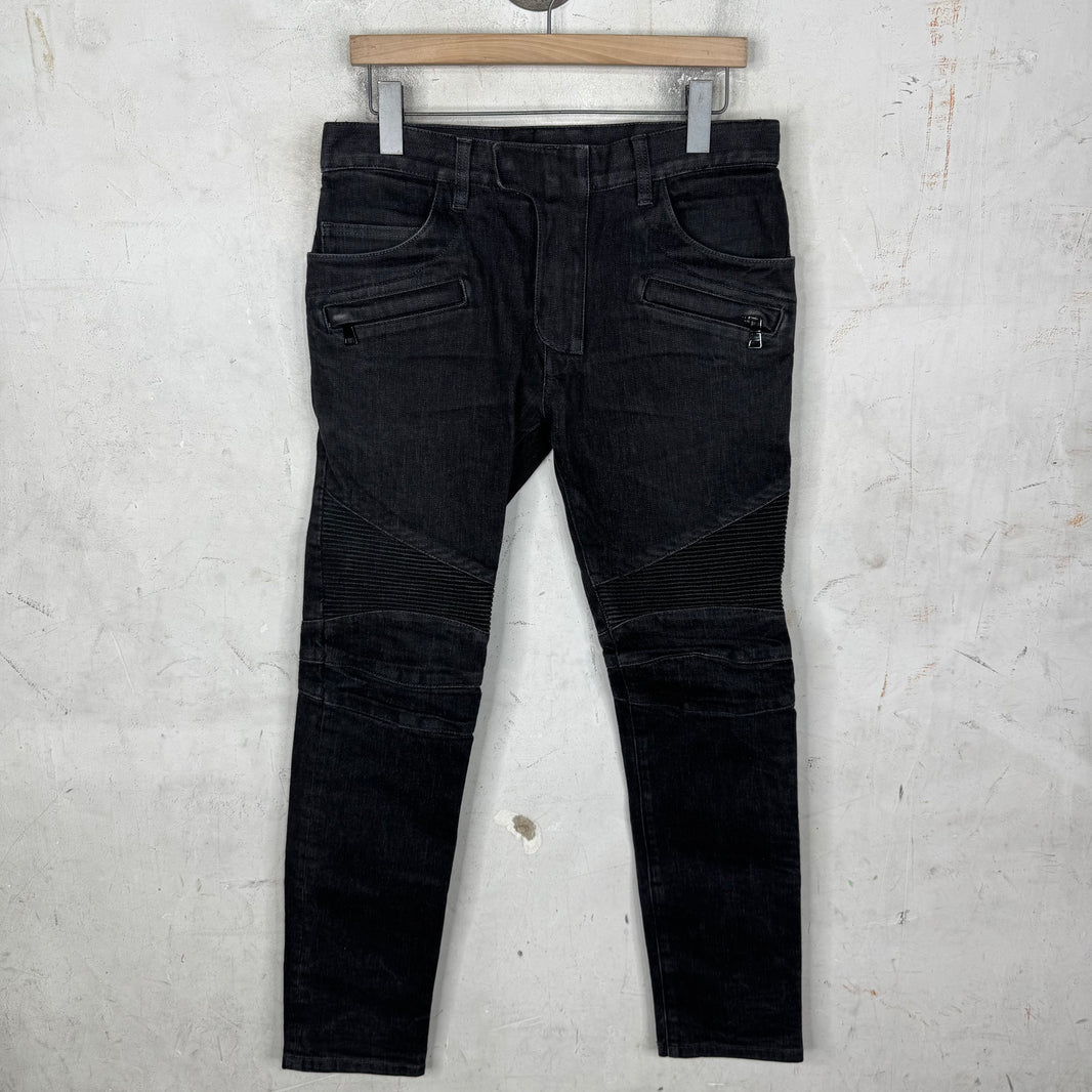 Balmain Dark Grey Biker Jeans