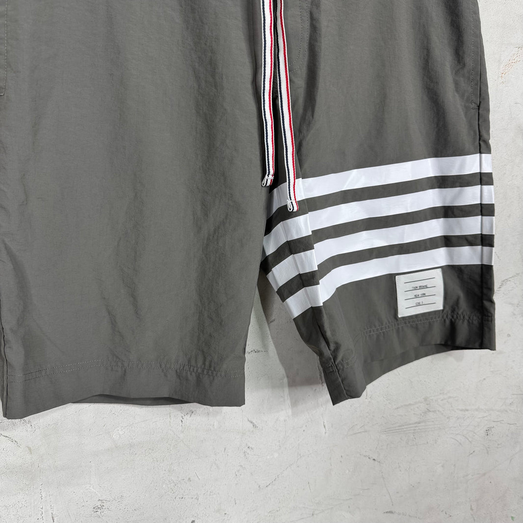 Thom Browne Grey Leg Striped Swim Trunks