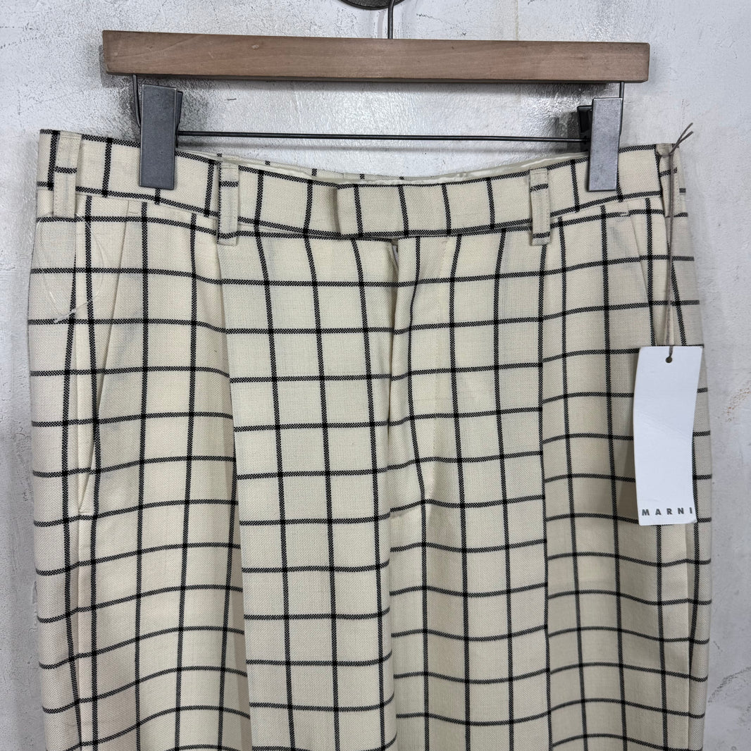 Marni Loose Beige Plaid Trousers