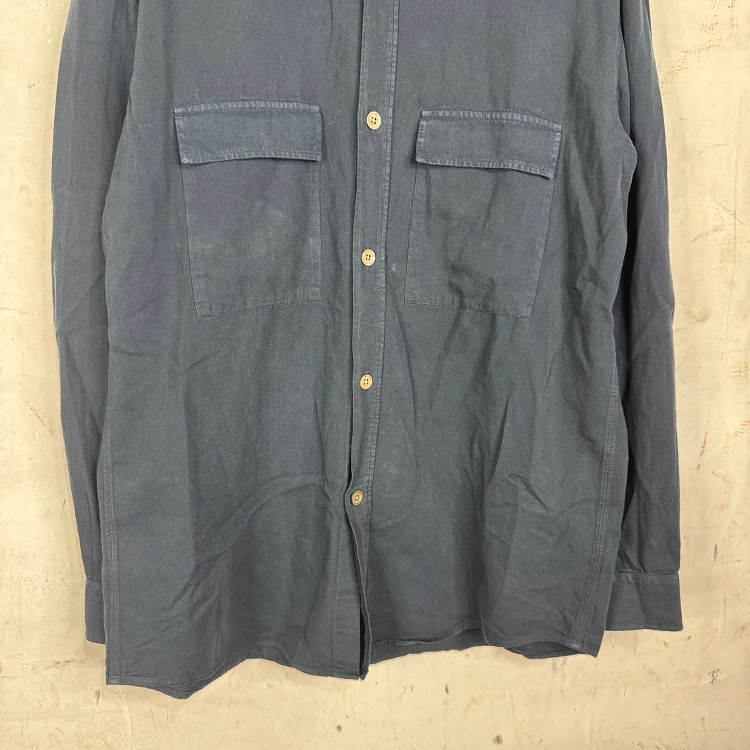 Our Legacy Dyed Navy Cotton Shirting Shirt