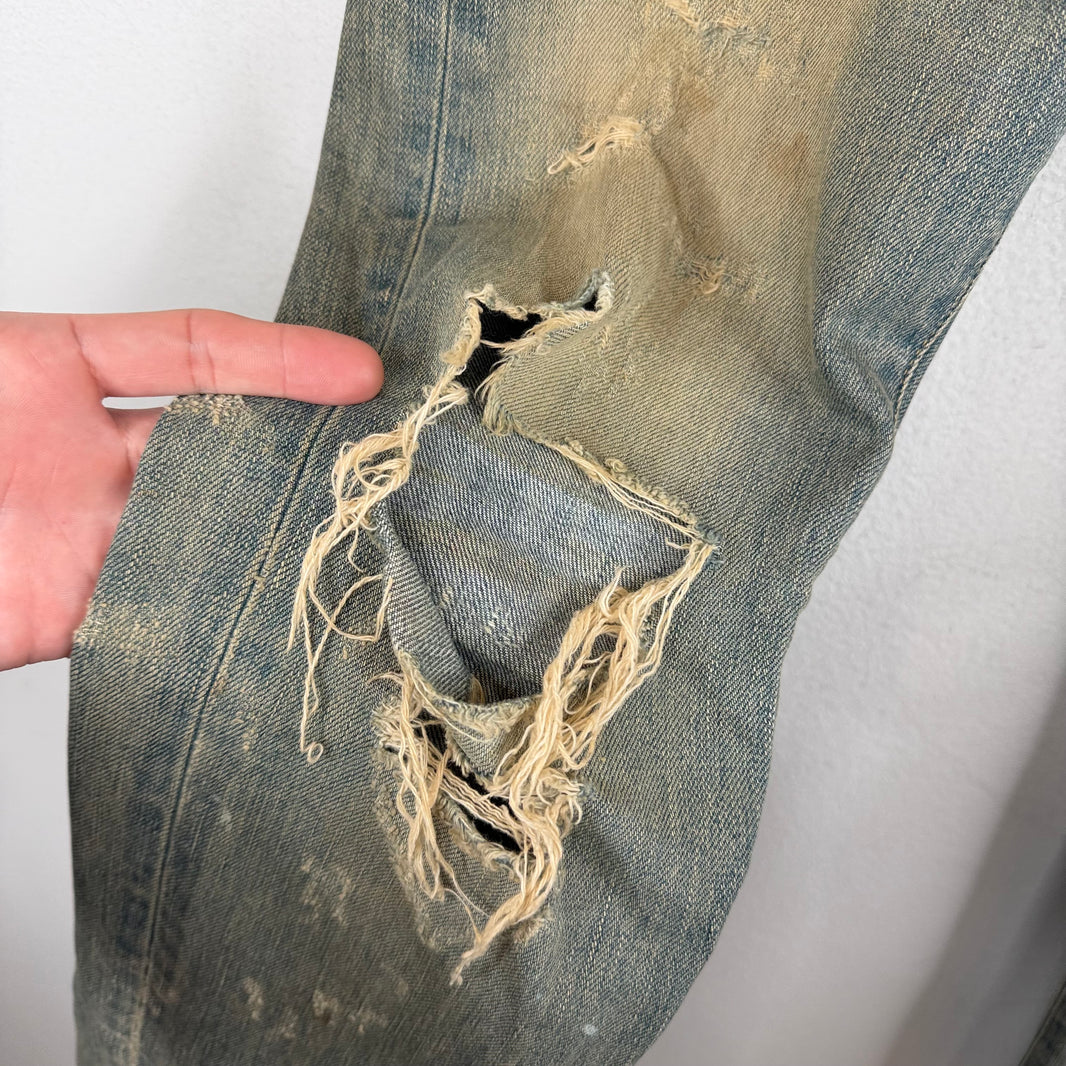 Saint Laurent D02 Washed Light Blue Distressed Jeans