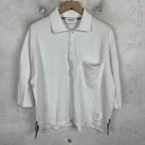 Thom Browne White Boxy Cropped Polo