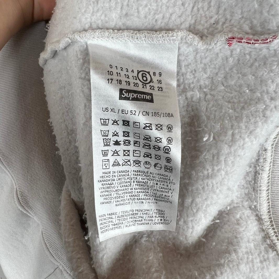 Supreme White MM6 Box Logo Zip-Up Hoodie