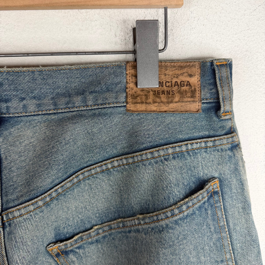 Balenciaga Baggy Distressed Blue Wash Jeans