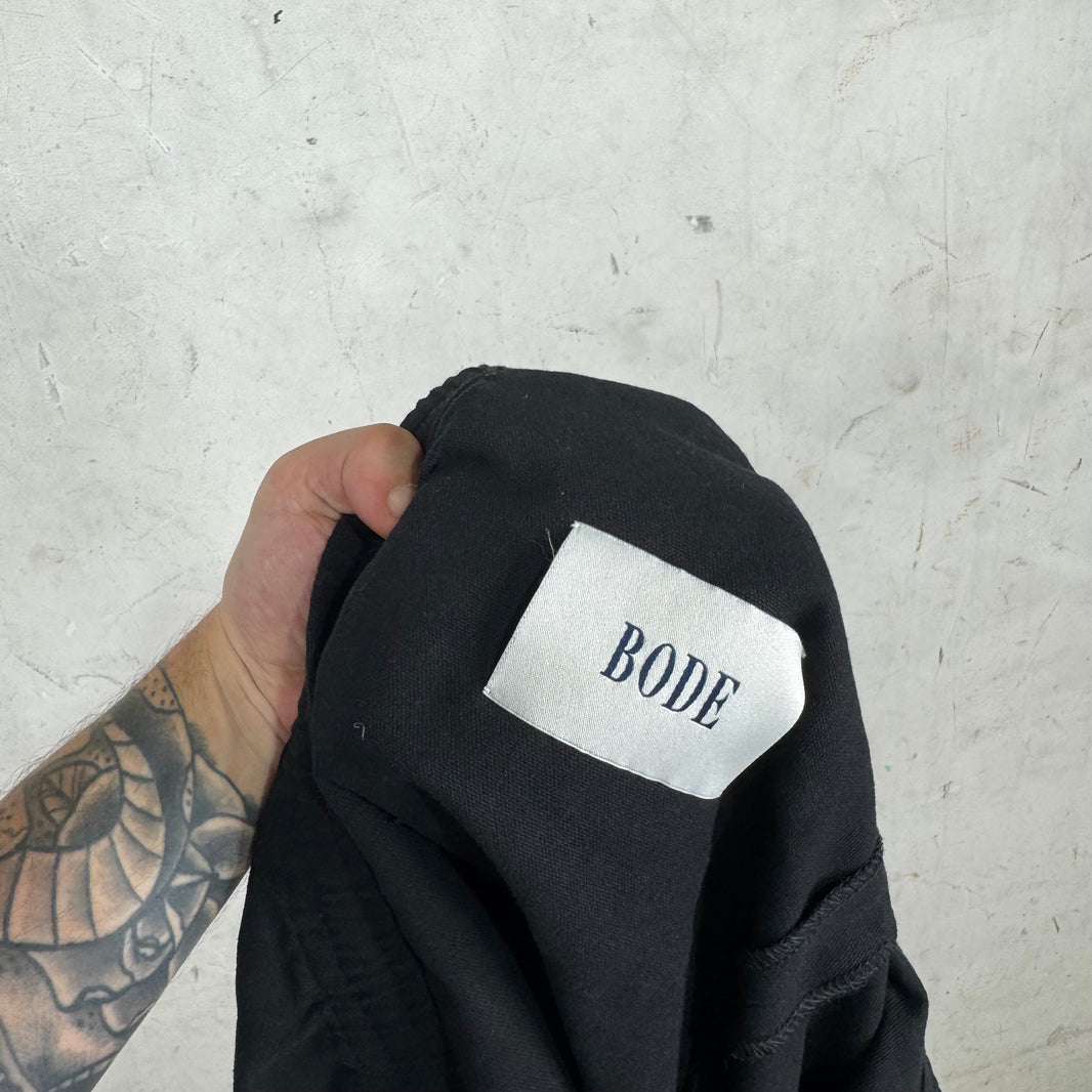 Bode Checkered Trim Canvas Shorts