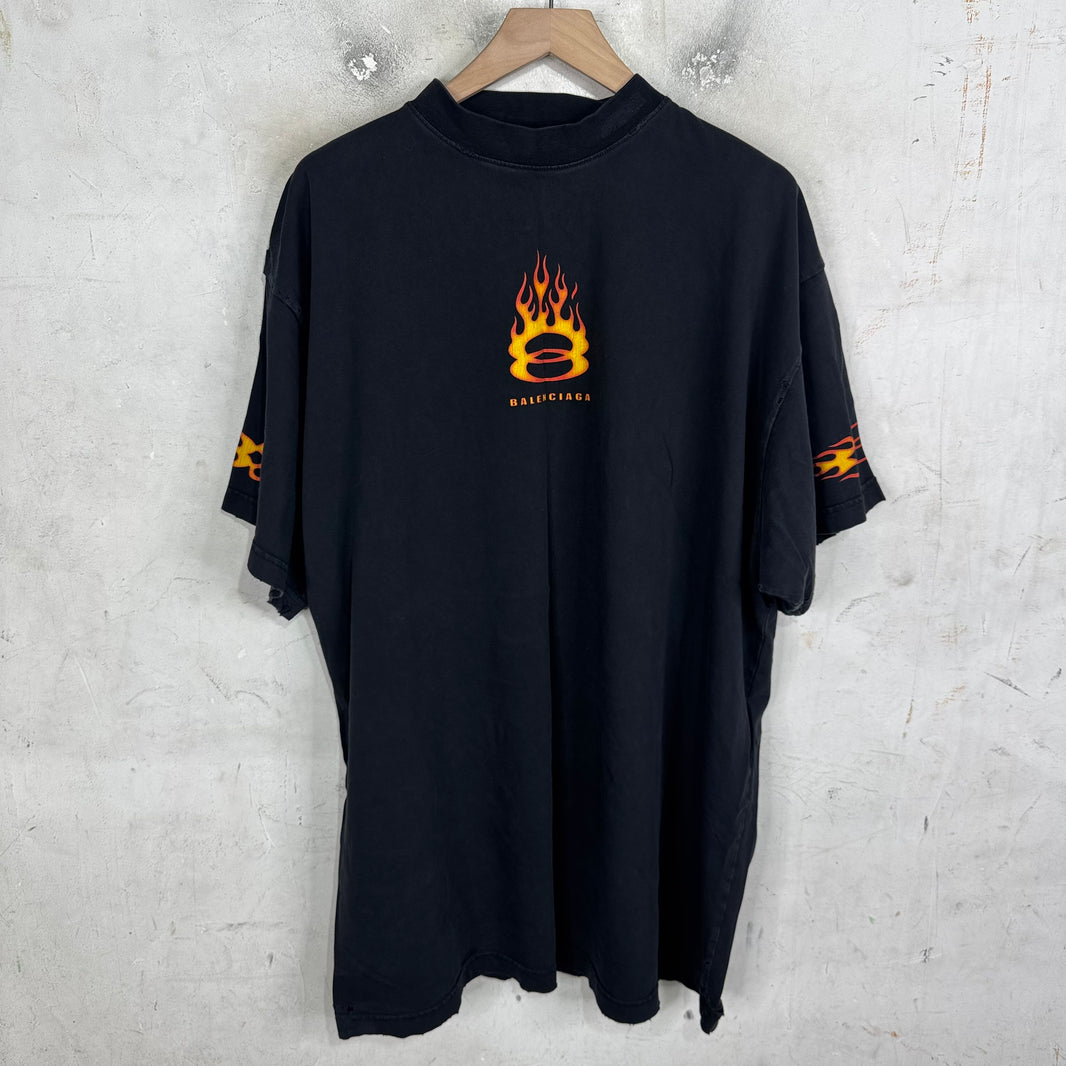 Balenciaga Flaming Unity Distressed T-Shirt