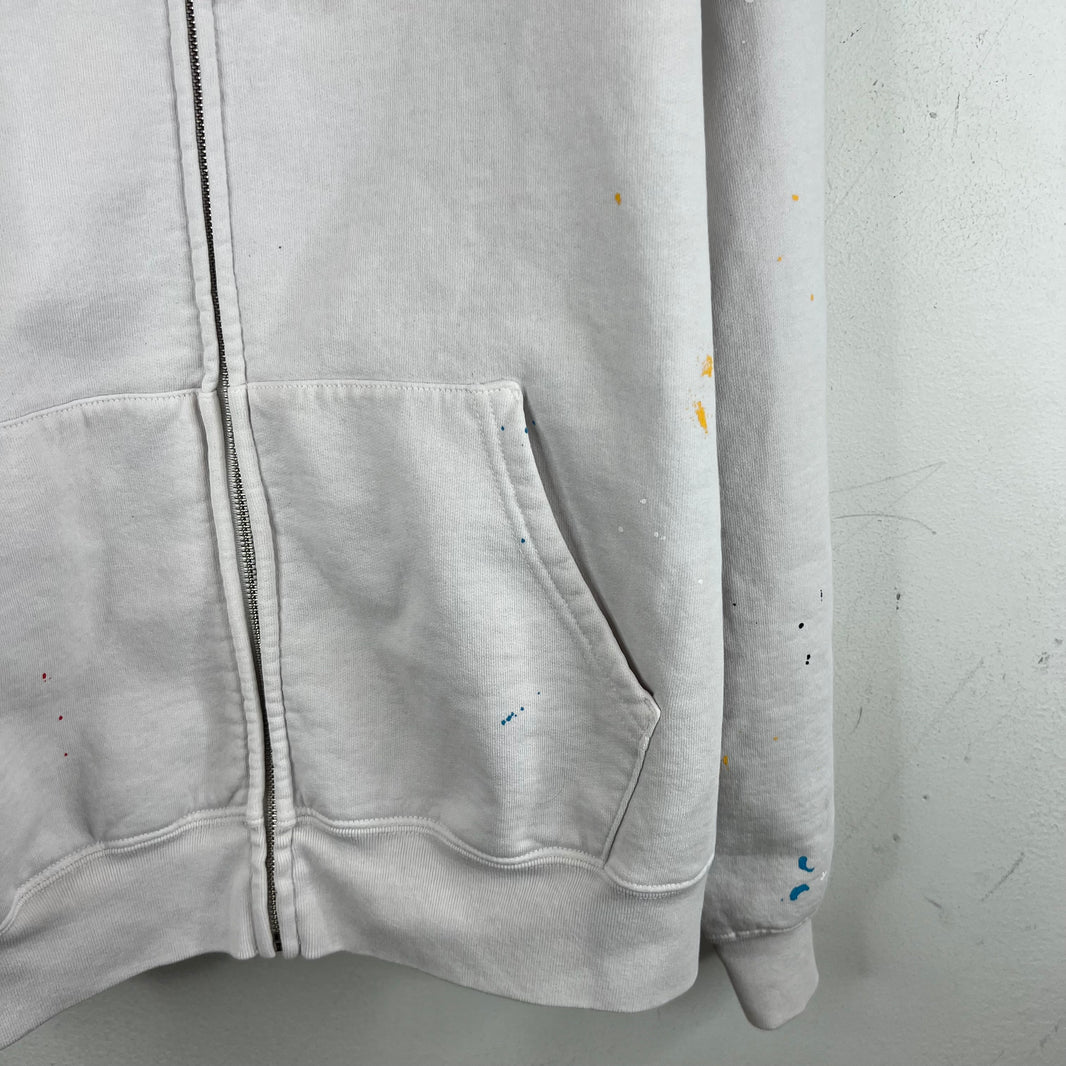Supreme White MM6 Box Logo Zip-Up Hoodie