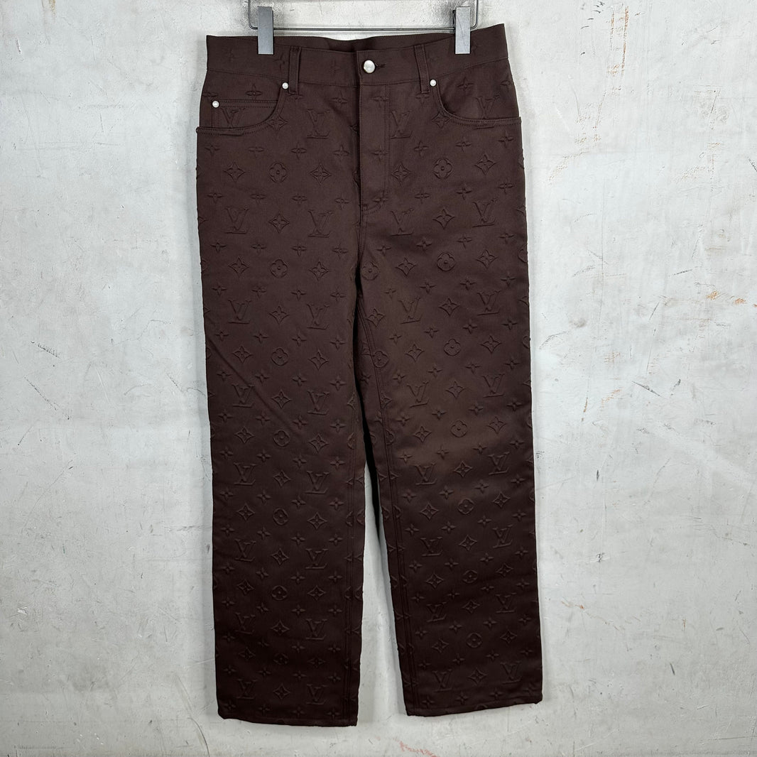 Louis Vuitton Brown Embossed Monogram Jeans
