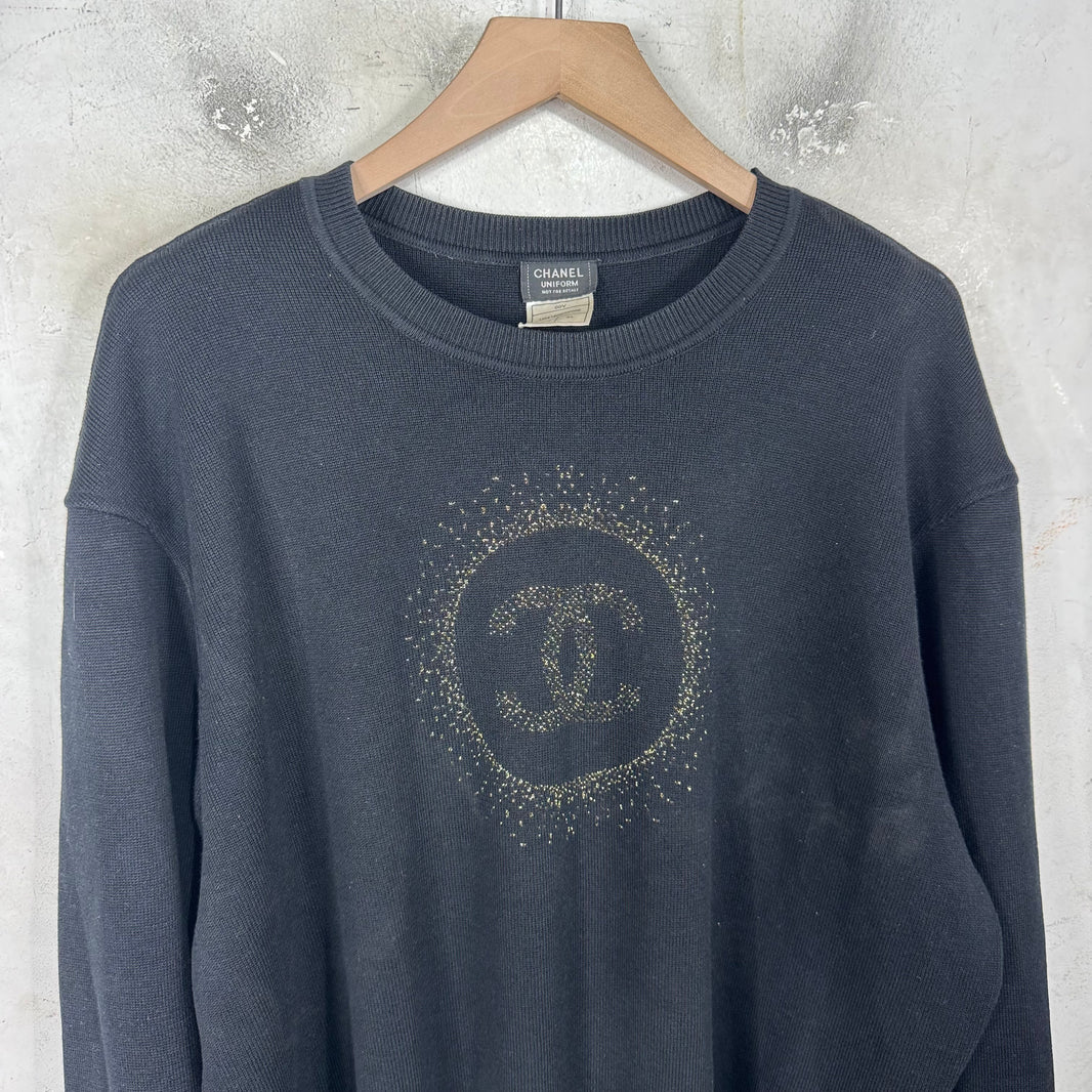 Chanel Uniform Glitter Logo Sweater