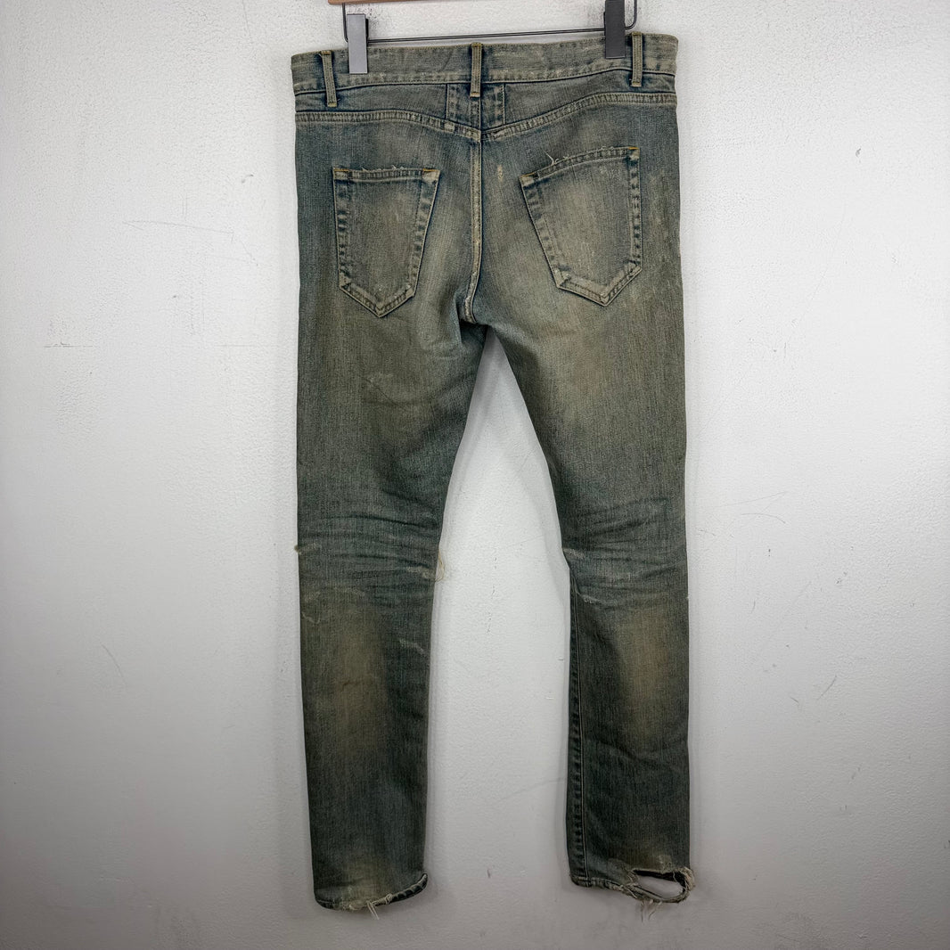 Saint Laurent D02 Washed Light Blue Distressed Jeans