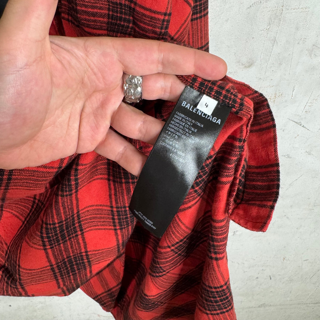 Balenciaga Trompe Layered Plaid Flannel